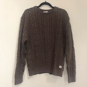 Katin Brown Cable Knit Heavy Weight Sweater for Coastal Grandmother size L